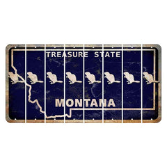 Montana Blue Treasure State Cut License Plate Strips (Set of 8)