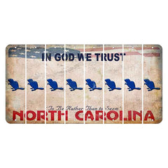 North Carolina In God We Trust Cut License Plate Strips (Set of 8)