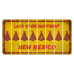 New Mexico Yellow Land of Enchantment Cut License Plate Strips (Set of 8) Christmas Tree