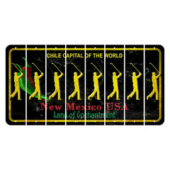 New Mexico Black Chile Cut License Plate Strips (Set of 8) Male Golfer