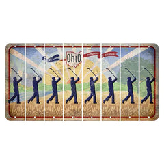 Sunrise in Ohio Cut License Plate Strips (Set of 8) Male Golfer
