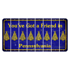 Pennsylvania Youve Got a Friend Cut License Plate Strips (Set of 8) Christmas Tree