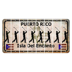 Puerto Rico White Isla Del Encanto Cut License Plate Strips (Set of 8) Male Golfer