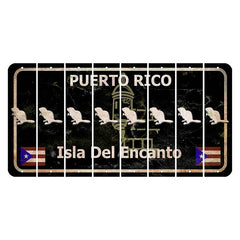 Puerto Rico Black Isla Del Encanto Cut License Plate Strips (Set of 8)