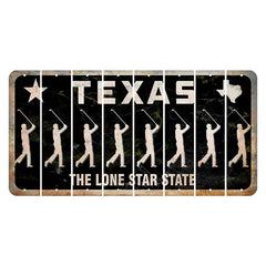 Texas Black The Lone Star State Cut License Plate Strips (Set of 8) Male Golfer