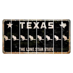 Texas Black The Lone Star State Cut License Plate Strips (Set of 8)