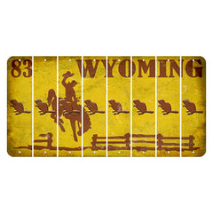 Wyoming Yellow Cut License Plate Strips (Set of 8)