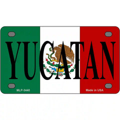 Yucatan on Mexico Flag Metal Novelty License Plate 4" x 2.2" (MLP)