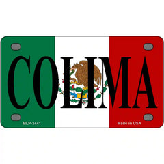 Colima on Mexico Flag Metal Novelty License Plate 4" x 2.2" (MLP)