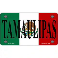 Tamaulipas on Mexico Flag Metal Novelty License Plate 4" x 2.2" (MLP)