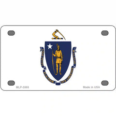 Massachusetts State Flag Metal License Plate 4" x 2.2" (MLP)