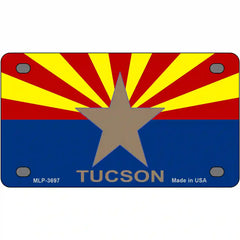 Tucson Arizona State Flag Metal License Plate 4" x 2.2" (MLP)