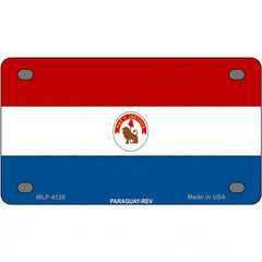 Paraguay-REV Flag Metal License Plate 4" x 2.2" (MLP)