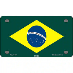 Brazil Flag Metal License Plate 4" x 2.2" (MLP)