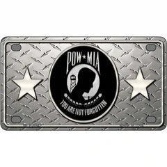 POW MIA Diamond Metal Novelty License Plate 4" x 2.2" (MLP)