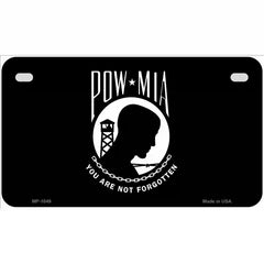 POW MIA Black Flag Novelty Metal License Plate 7" x 4" (MP)