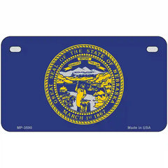 Nebraska State Flag Metal License Plate 7" x 4" (MP)