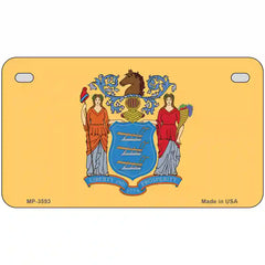 New Jersey State Flag Metal License Plate 7" x 4" (MP)