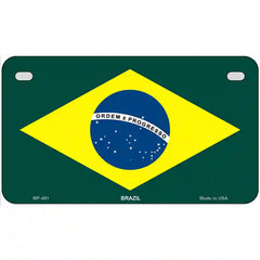 Brazil Flag Metal License Plate 7" x 4" (MP)