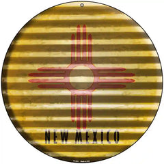 New Mexico Flag Corrugated Effect Novelty Circular Sign 8" (UC)