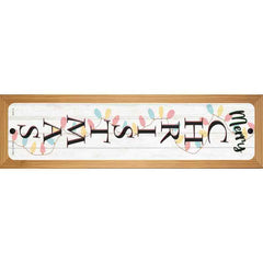 Merry Christmas Lights White Novelty Metal Street Sign 19" x 5.5" (WB-K)