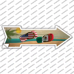 US and Mexico Flag Flip Flop Novelty Arrow Sticker Decal Small