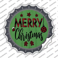Merry Christmas Plaid Green Novelty Bottle Cap Sticker Decal Small
