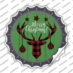 Merry Christmas Reindeer Novelty Bottle Cap Sticker Decal Small