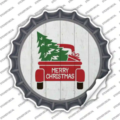 Christmas Tree In Truck Bed Novelty Bottle Cap Sticker Decal Small