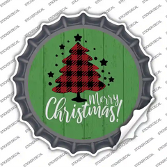 Merry Christmas With Tree Novelty Bottle Cap Sticker Decal Small