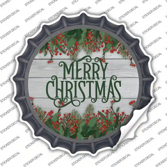 Merry Christmas Green Novelty Bottle Cap Sticker Decal Small