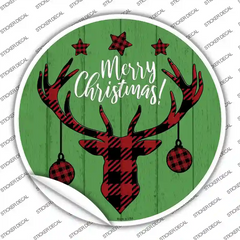 Merry Christmas Reindeer Novelty Circle Sticker Decal Small