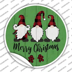 Merry Christmas Gnomes Novelty Circle Sticker Decal Small