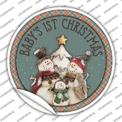 Babys First Christmas Novelty Circle Sticker Decal Small
