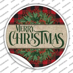 Merry Christmas Red Novelty Circle Sticker Decal Small