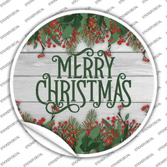 Merry Christmas Green Novelty Circle Sticker Decal Small