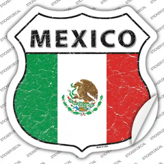 Mexico Flag Novelty Highway Shield Sticker Decal Small