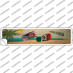Mexico Flag and US Flag Flip Flop Novelty Narrow Sticker Decal Small