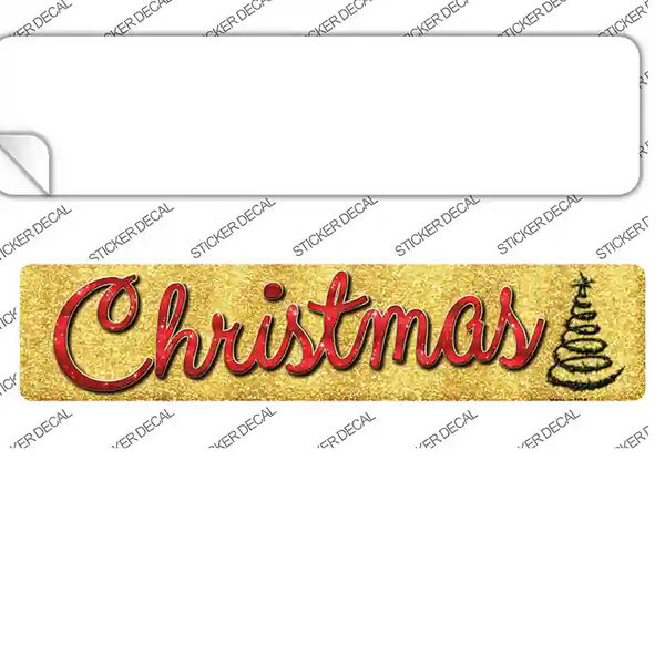 Christmas Rectangular Sticker Christmas With Tree Novelty Narrow Sticker Decal. narrow rectangular ...