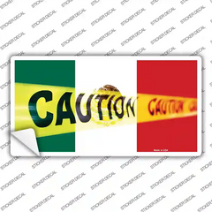 Caution Mexico Flag Novelty Sticker Decal Small