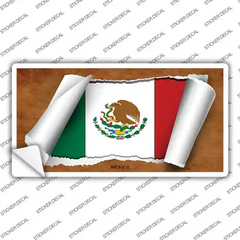 Mexico Flag Scroll Novelty Sticker Decal Small