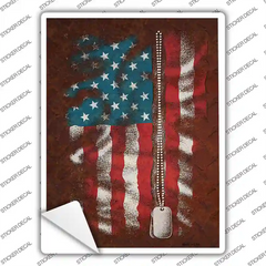 American Flag With Dog Tags Novelty Rectangle Sticker Decal Small
