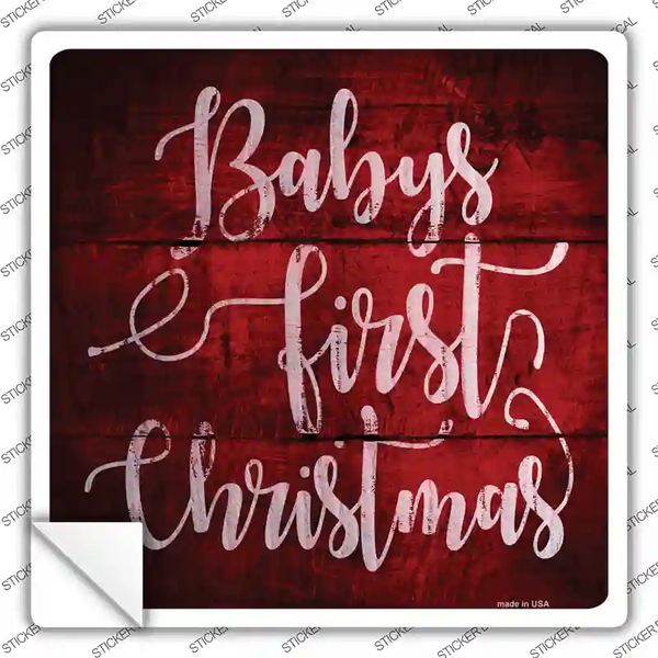 Babys First Christmas Novelty Square Sticker Decal.Square shaped ...
