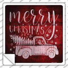 Merry Christmas Novelty Square Sticker Decal Small