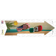 US and Mexico Flag Flip Flop Novelty Arrow Sticker Decal Small