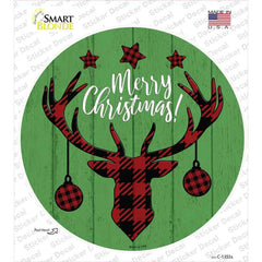 Merry Christmas Reindeer Novelty Circle Sticker Decal Small