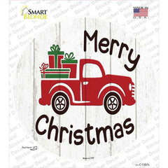 Merry Christmas Present Truck Novelty Circle Sticker Decal Small