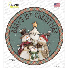 Babys First Christmas Novelty Circle Sticker Decal Small