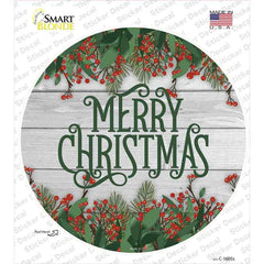 Merry Christmas Green Novelty Circle Sticker Decal Small