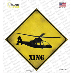 Helicopter Xing Novelty Diamond Sticker Decal Small